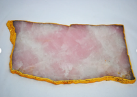 Plateau en Quartz Rose avec garniture dorée, vente en gros plateau en Quartz Rose naturel plateau en Quartz Rose plateau à fromage de alif crystal
