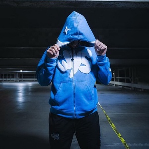 Sweat à capuche zippé surdimensionné pour homme, personnalisé OEM, style Hip Hop, en molleton épais écologique 350g, avec impression numérique - Product Image 2