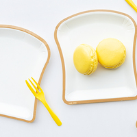 Ensemble d'assiettes en papier biodégradables jetables en forme de toast, certifiées HACCP, avec plateau 14,5x16cm, qualité alimentaire pour fêtes et mariages