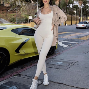 จั๊มสูทแขนกุดสำหรับผู้หญิงจั๊มสูทแบบลำลองสำหรับฤดูหนาวใส่ออกกำลังกายเล่นยิมชุดบอดี้สูทสำหรับเล่นกีฬาฤดูร้อนออกแบบโลโก้ได้ตามต้องการ - Product Image 5