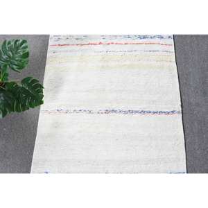 Tapis moderne blanc bleu 2,1x8,9 pieds Tapis turcs - Product Image 5