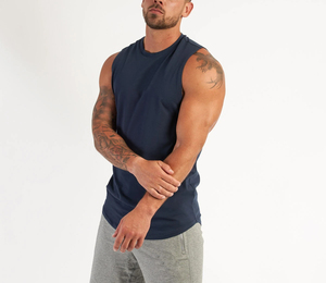 Camiseta sin mangas acanalada de poliéster/algodón con estampado personalizado para hombre, camiseta interior sin mangas para entrenamiento en gimnasio y Fitness de alta calidad - Product Image 4