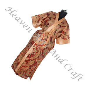 KL014 Belle Vintage Soie Sari Vintage Kimono Long Vintage Soie Sari Soie À La Main Femmes Robes Avec Poches Et Ceinture Oem - Product Image 1
