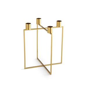 Bougeoir moderne élégant nordique à 4 niveaux en métal doré avec cadre en X en fil de fer pour la décoration de la maison et de la table à manger - Product Image 2