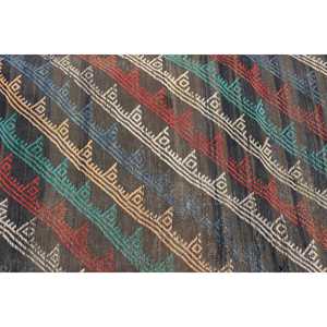 Tapis turc 2,6 x 5,8 pieds, tapis Kilim, tapis à bordure rouge en laine - Product Image 5