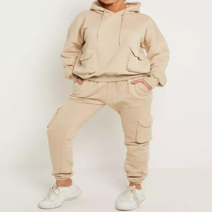 Vente chaude Logo Personnalisé 100% Coton Dames Surdimensionné Baggy Top Bas Ensemble 2 Pièces Détente Costume Survêtement D'hiver Pour Femmes - Product Image 1