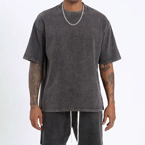 Estilo caliente Unisex ácido lavado Camiseta cómoda 100% algodón camiseta hombres holgado ácido lavado 250 GMS logotipo personalizado camiseta para hombres - Product Image 2