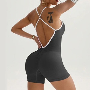 ชุดจั๊มสูทสำหรับเล่นโยคะแบบไร้ตะเข็บสำหรับผู้หญิงชุดออกกำลังกายกางเกงขาสั้นมีเบาะบราแบบชิ้นเดียวสำหรับฤดูร้อน - Product Image 3