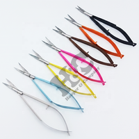 Nouvelles Ciseaux à Sourcils Courbes en Acier Inoxydable Affûté pour Gauchers, à Mécanisme à Ressort, avec Poignée en Caoutchouc, par Hooper Company