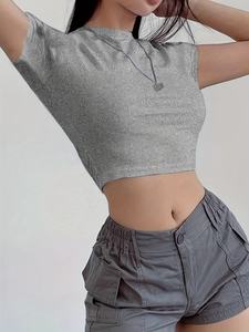 Camiseta Corta de Algodón para Mujer con Logotipo Personalizado, Moda de Verano, Camiseta Corta Informal de Manga Corta para Mujer, Ajustada, Estilo Urbano - Product Image 4