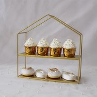 Socle de table à dessert géométrique en fer doré, support à gâteau carré ou rond, piédestal pour mariage, traiteur, buffet, présentoir surélevé