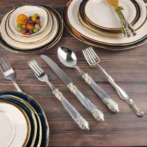 310 Ensemble de couverts de luxe en acier miroir vadrouille portabilité cuillères de mariage et fourchettes en métal avec couverts en nacre - Product Image 3