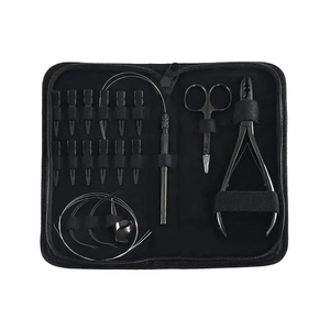 Professional High Quality Hair Extension Tools Kit 2 Hole <b>Crimping</b> Plier 12pcs Hair Clips Hair Parting Tool Mini Scissor Needles - Product Image 1