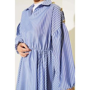 เสื้อคลุมคอวีเอวยางยืดสีน้ำเงิน - Product Image 3