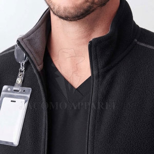 Blouse de travail médicale à manches longues avec fermeture éclair sur le devant, poche poitrine et rangement latéral - Product Image 4