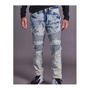 Indigo Hommes Pantalon Street Jeans Style Tissu Coton Slim Fit Indigo Hommes Pantalon Street Jeans Zipper Fly Skinny Coton Homme Jean Pantalon - Product Image 1