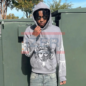 Sudadera con capucha lavada con ácido de algodón 100% de alta calidad High Street Series Washing Old Sweater No Strings Stone Washed Vintage Hoodie - Product Image 1