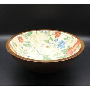 2025 New Design <b>Wooden</b> Serving <b>Bowl</b> With Floral Hand Painted Modern Designer <b>Fruits</b> <b>Bowl</b> With Single Spoon - Product Image 6