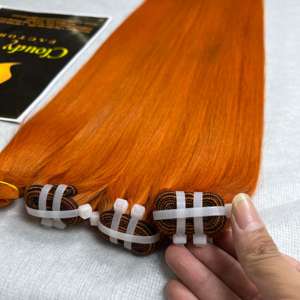 Extensiones de Cabello Humano Vietnamita Virgen Liso Natural Color Naranja de 3 Piezas y 32 Pulgadas con Cutícula Preservada, Doble Trama y Puntas Gruesas - Product Image 3