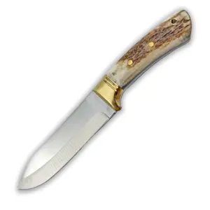 Cuerno de ciervo de alta calidad, cuchillo para acampar al aire libre, cuchillos de supervivencia de la mejor calidad con Funda de cuero ok1035