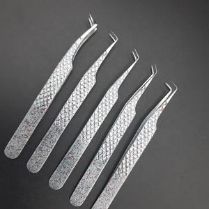 Pinzas de extensión de pestañas con purpurina plateada y Diamante, muestra gratis, pinzas de extensión de pestañas de acero inoxidable japonesas - Product Image 4