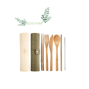 Disposable Bamboo Cutlery Set With Logo Made of 100% High Quality Natural Bamboo and Engraved Laser Logo From Eco2go Vietnam - Product Image 4