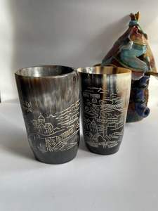 Taza de café hecha a mano con cuerno vikingo para beber, artesanías naturales de alta calidad, decoraciones talladas pulidas de ágata Animal más vendidas - Product Image 2