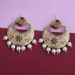 ต่างหูห้อย meenakari สีน้ำตาล kriaa กับเครื่องประดับ1314244C ละเอียดสไตล์ออสเตรีย - Product Image 1