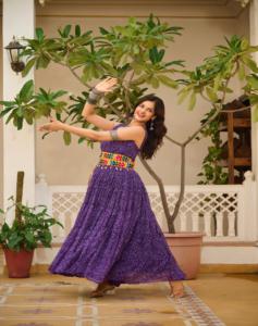 2024 été nouvelle mode filles longue grande taille col rond Foux georgette bandhni imprimer mariage plage formel parole longueur vêtements - Product Image 1