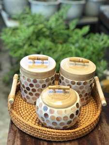 ชามไม้ไผ่ปั่นตกแต่งด้วยฝาปิดเปลือกไข่ฝังของเวียดนามขายส่ง - Product Image 2