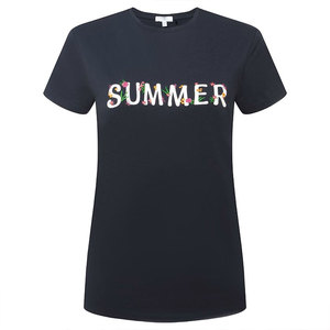 เสื้อยืดลำลองใส่สบายใส่สบายเสื้อยืดผ้าฝ้ายพอดีตัวสำหรับผู้หญิงเสื้อเชิ้ตผู้หญิงน้ำหนักเบาระบายอากาศได้ดีพิมพ์ลาย - Product Image 1