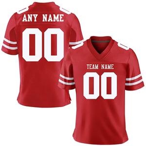 Maillot de football américain personnalisé rouge blanc personnalisé imprimé numéro de nom d'équipe haut de football respirant pour hommes femmes jeunes enfants - Product Image 1