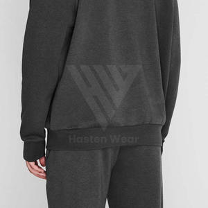 Sweat-shirt en coton uni avec logo personnalisé d'usine, prix de gros, sweat-shirt à col rond pour homme, best-seller - Product Image 4