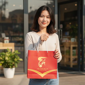 Sacs en papier d'art écologique du Vietnam avec impression UV personnalisée pour la décoration d'emballage cadeau de faveurs de fête du Nouvel An - Product Image 5