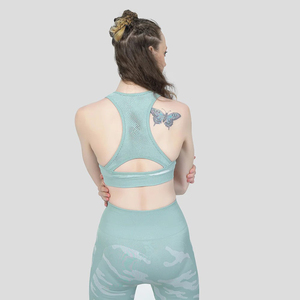 Sujetador deportivo transpirable de alto soporte con espalda cruzada y cuello en V para mujer |   Sujetador Deportivo de Yoga Personalizado con Logotipo Frontal |   Spandex/Algodón OEM/ODM - Product Image 2
