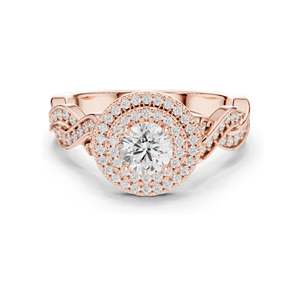 Bague de fiançailles pour femme avec halo de diamants de laboratoire ronds brillants de 1,006 carats, clarté VVS-VS EF, or 18 carats, 14 carats, 10 carats et argent 925 - Product Image 1