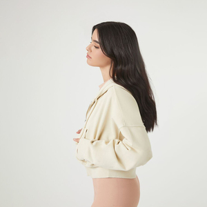 Crop Top Hoodies Femmes Personnalisé Polaire À Capuche Plaine Blanc Lâche Rétro Plaine Femmes À Capuche - Product Image 2