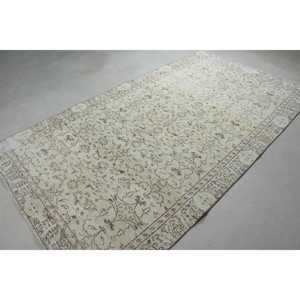 พรมขนาด 5.3x9.5 ฟุต, พรมตุรกีโบราณขนาดใหญ่, พรมขนสัตว์สีขาว - Product Image 4