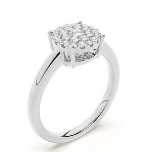 1,50 quilates forma redonda laboratorio diamante racimo promesa anillo 14K oro blanco VVS2 claridad E Color anillo de compromiso IGI certificado - Product Image 4