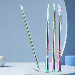 Profesional de acero inoxidable de doble extremo de doble cabeza de forma plana reutilizable antideslizante piel muerta empujador de cutículas removedor de uñas para - Product Image 1