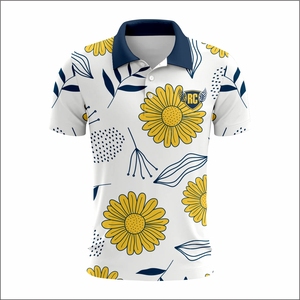 Jersey blanco para hombre para polos con estampado floral elegante diseño Casual Slim Fit algodón transpirable de talla grande ropa al por mayor - Product Image 5