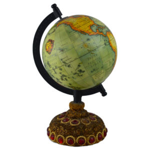 Best for Office Table Decor Design <b>Globe</b> With Wooden Rounded Based White <b>Globe</b> and Vintage Design - Product Image 3