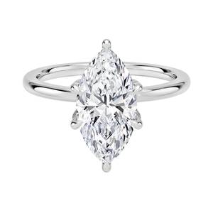 Bagues de fiançailles et de mariage en or 18 carats avec accents de diamants de laboratoire taille brillant ronds et certifiés IGI - Product Image 2