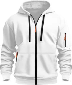 Vente chaude, sweats à capuche en polyester de qualité supérieure, vente en gros, fermeture éclair intégrale, vêtements d'hiver respirants, design populaire, motif uni, à capuche - Product Image 2