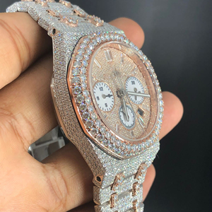 Montre de laboratoire glacé pour hommes de meilleure qualité, montre à diamant incolore, bande en acier inoxydable, résistante à l'eau-Prix de gros - Product Image 4