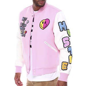 Custom Men's Premium Vintage White 100% Wool Varsity <b>Jacket</b> High Quality Winter Letterman Chenille Embroidery <b>Patchwork</b> Pattern - Product Image 2