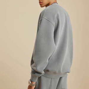 Venta al por mayor de algodón en blanco de gran tamaño pesado sudadera OEM impresión personalizada logotipo lavado Vintage cuello redondo DDP envío - Product Image 4