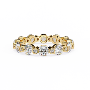 Bagues d'éternité de mariage classiques en or massif 18 carats pour femmes, ensemble de canaux de taille personnalisée, certifié IGI en diamant naturel pour les fêtes - Product Image 5