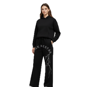 Ensemble de survêtement pour homme, sweat-shirt à capuche et pantalon large plissé, taille plus, personnalisé, surdimensionné - Product Image 5