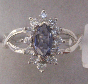 Bague artisanale pour femme en argent sterling 925 avec Iolite naturelle et Topaze blanche, taille marquise en platine, pour fiançailles Shah Gems - Product Image 1